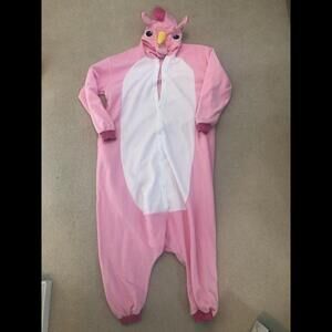 Pink Unicorn Pajama One Piece Jumpsuit Adult Large NEW